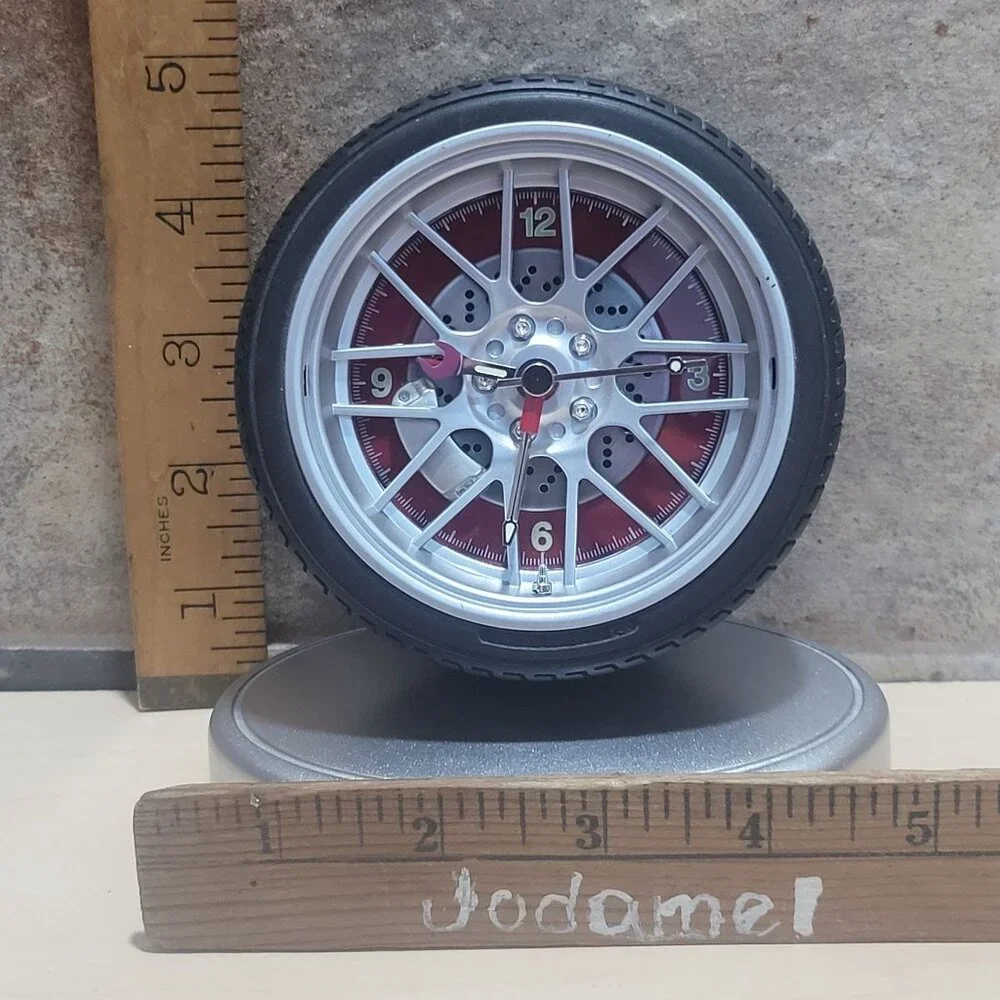 Tire Shaped Desk Alarm Clock Missing Bottom Battery Cover